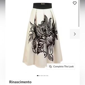 Rinascomento white below the knee skirt with black pattern